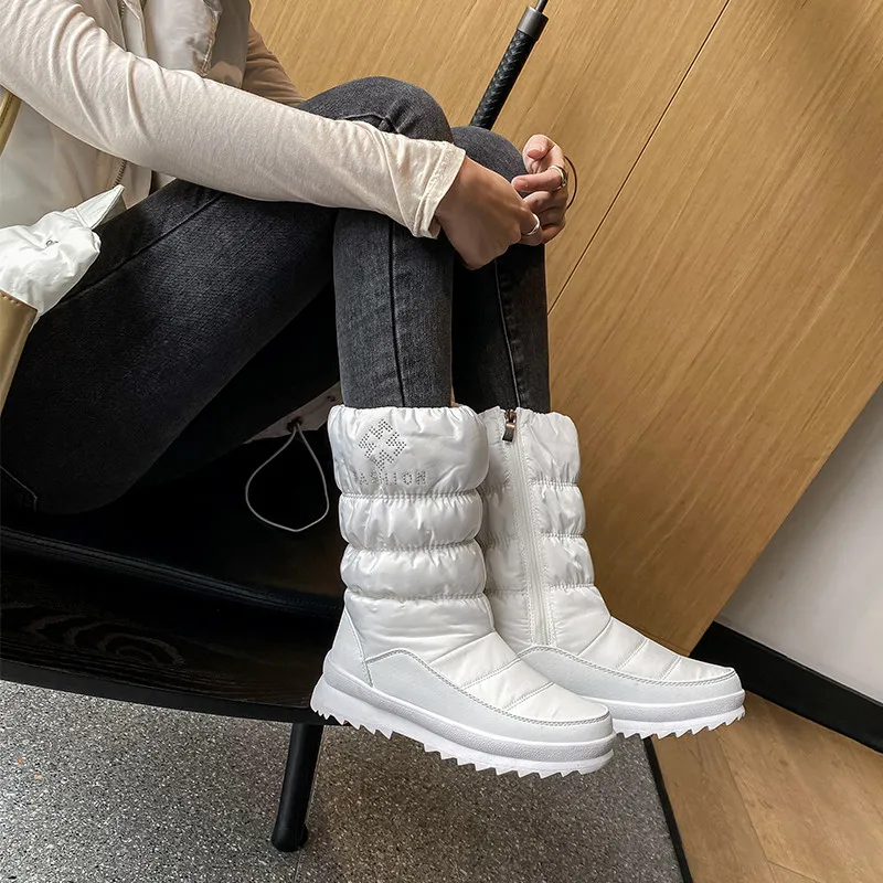 

Asumer 2021 Newest Snow Boots Women Thick Fur Winter Shoes Round Toe Zip Casual Shoes Waterproof Down Warm Ankle Boots Women