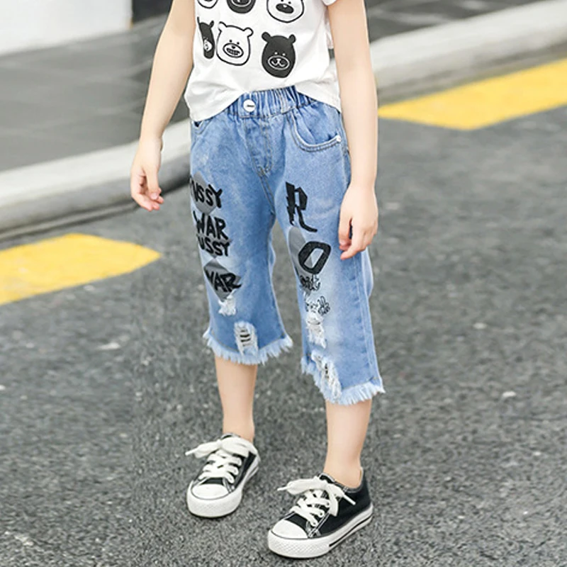 IENENS летние джинсовые шорты для мальчиков и девочек с буквенным принтом Шорты