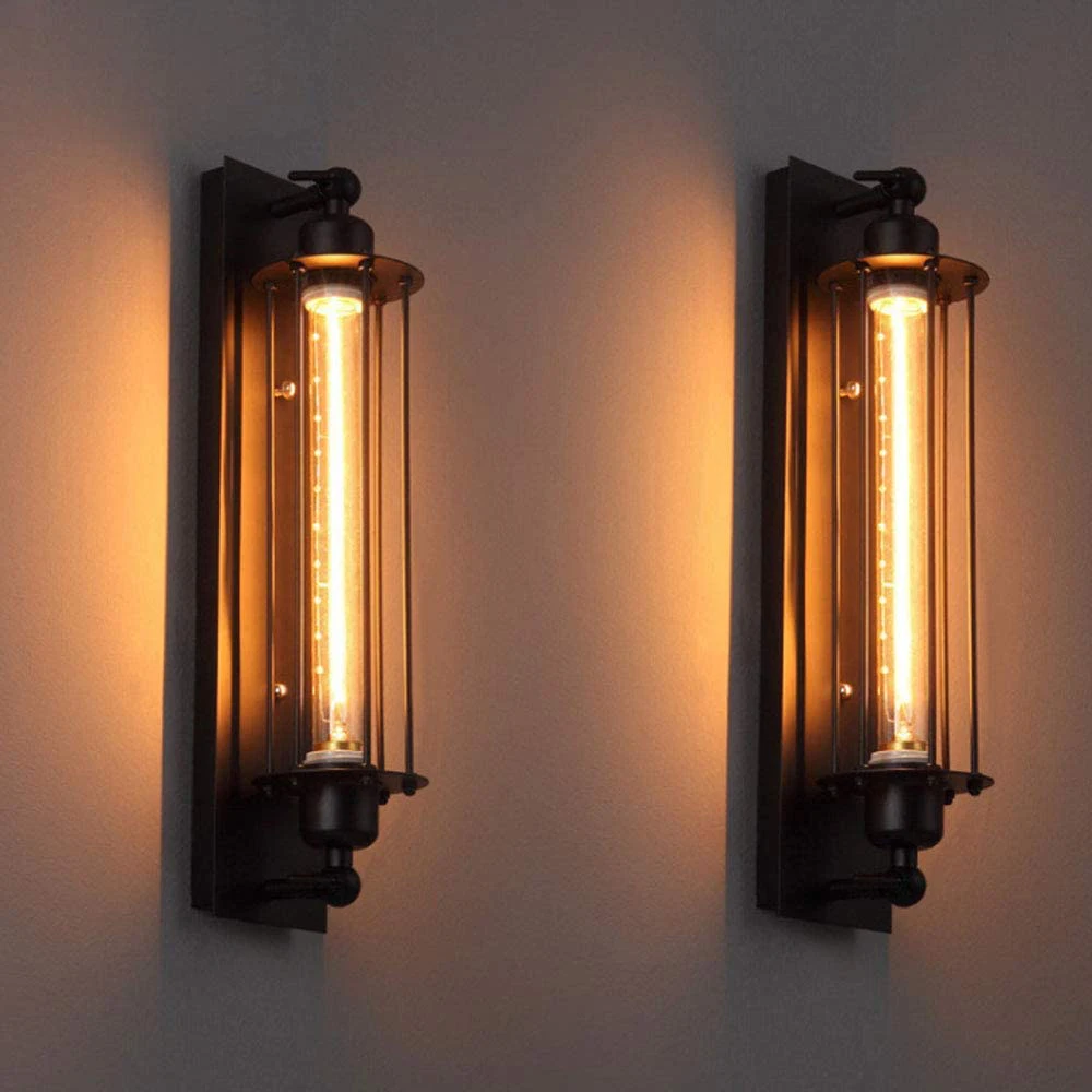 

Industrial Wall Light Vintage Wall Lamp Sconce Fixtures Rustic Lights Lighting Tube Bulbs for Bar Cafe Living Room Decor E27 LED