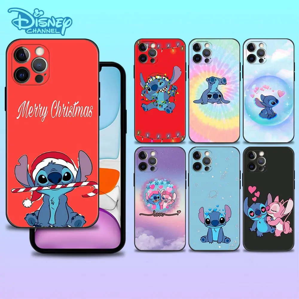 

Soft Case For App iPhone 13 12 11 Pro Max 13 12 Mini Back Cover Shell Capa Fundas Disney Christmas Cute Cartoon Stitch Love you