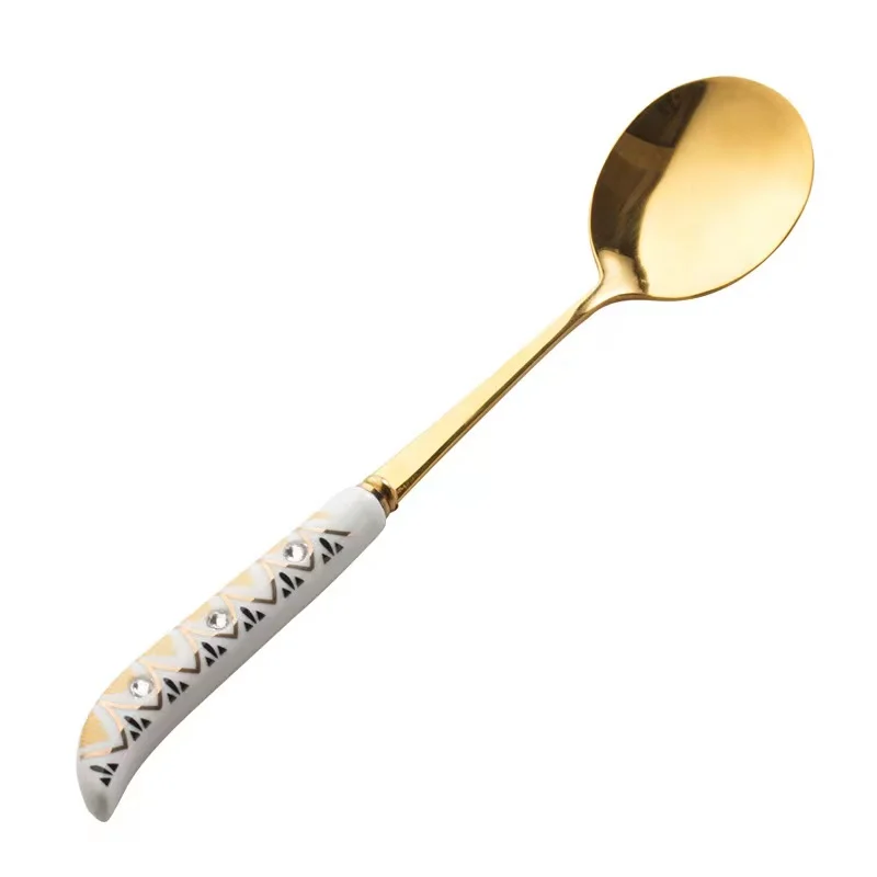 

8pcs Stainless Steel Cutlery Set Creative Dinnerware Silverware Sets Fork Knife Spoons Ceramic Handle Tableware For Kitchen