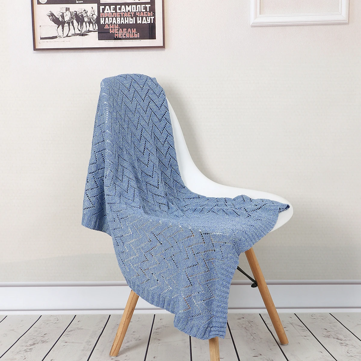 Одеяло вязаное для новорожденных карамельных цветов 100*80|Одеяла и пеленки| |