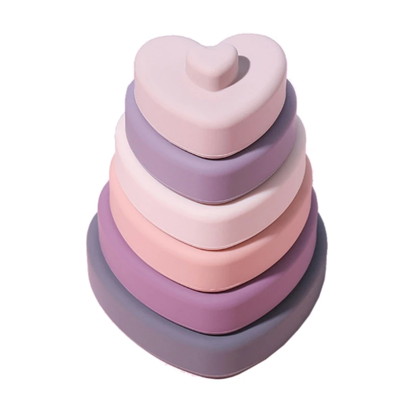 

Baby Food Grade Silicone Teether 3D Stacking Building Blocks Early Educational
