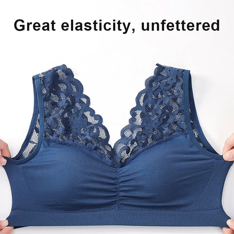 

Ice Silks Sport Bra Wirefree Wide Lace Strap Underwear Female Padded Brassiere NYZ Shop