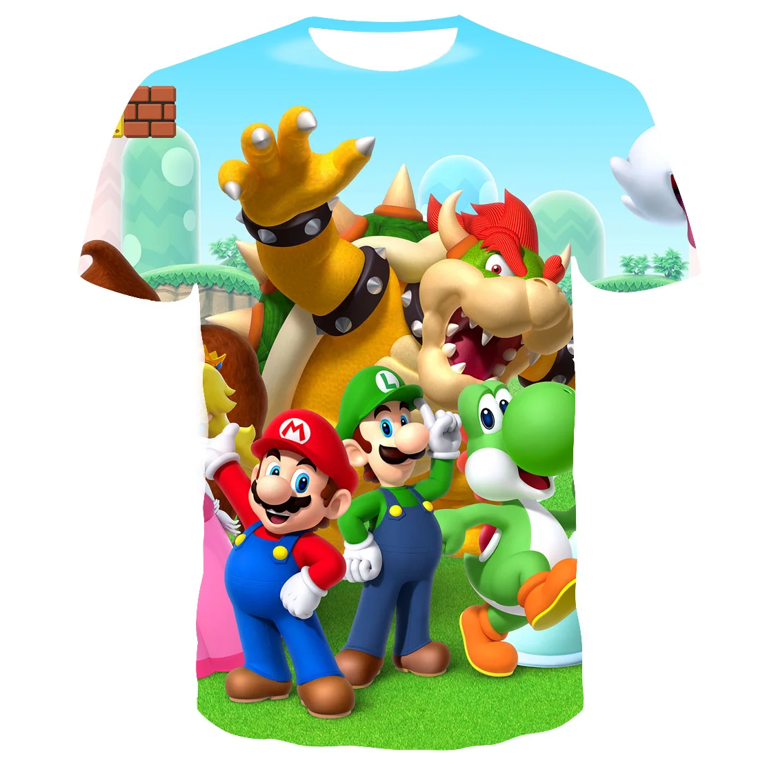 

Anime Super Mario 3D printing fashion men's and women's short-sleeved T-shirt soft material outdoor casual loose men's T-shirt