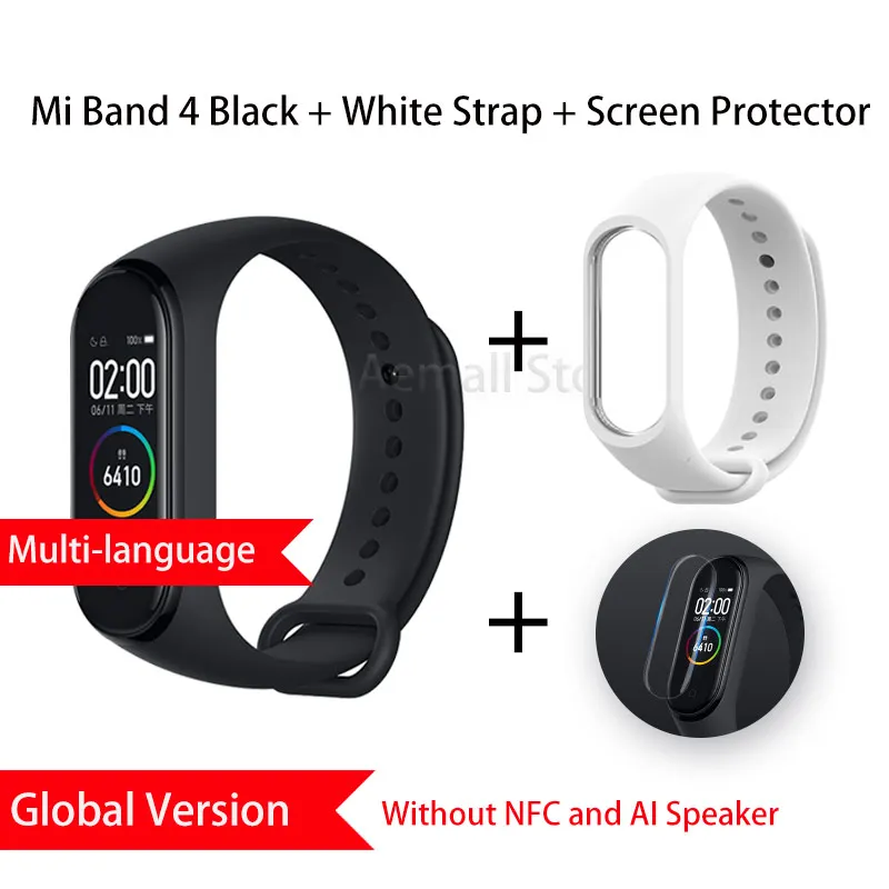 GL White Глобальная версия Xiaomi mi Band 4 mi band 4 Bluetooth Смарт-браслет пульсометр фитнес-браслет китайская версия - Цвет: GL White