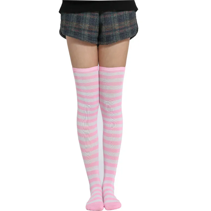 

Girls Stripe New Socks Fashion Stockings Casual Thigh High Over Knee Acrylic Colour Comic High Socks Female Long Knee Sock 001