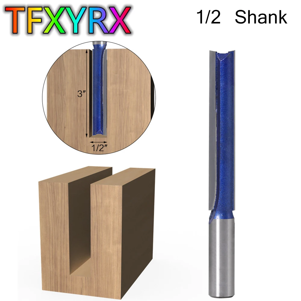 

1pc 1/2 Inch Shank Extra Long Straight Router Bit Milling Cutter for Wood Woodworking Tool 3 Inch Blade 1/2 inch Dia.