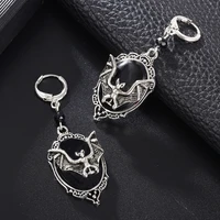 hi man european personality vintage silver obsidian bat stud earrings women trend dark noble tribe jewelry accessories