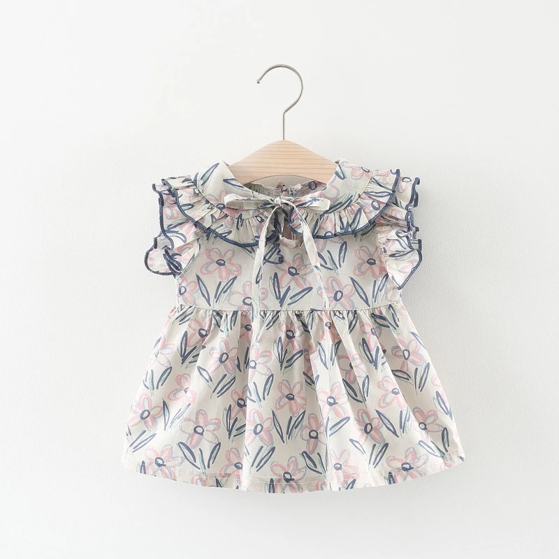 Платье для девочек летнее пляжное платье платья с оборками и рукавами-крылышками