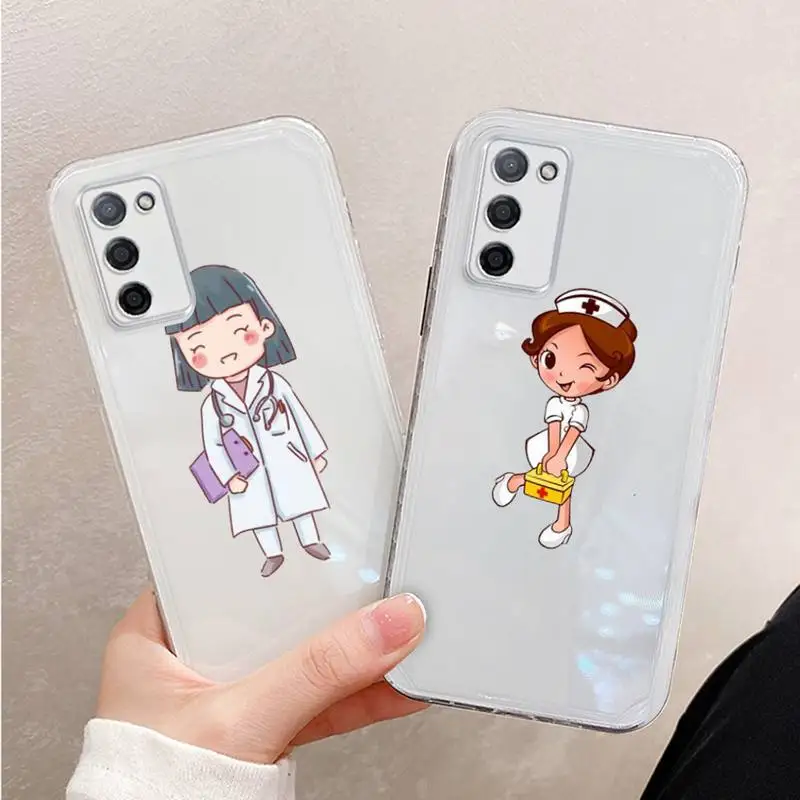 

Spain Cartoon Medicine Doctor Nurse Phone Case For Xiaomi Mi 11 Ultra Lite 10 Redmi Note 9 8 7 9a K30S K40 Pro Transparent Coque