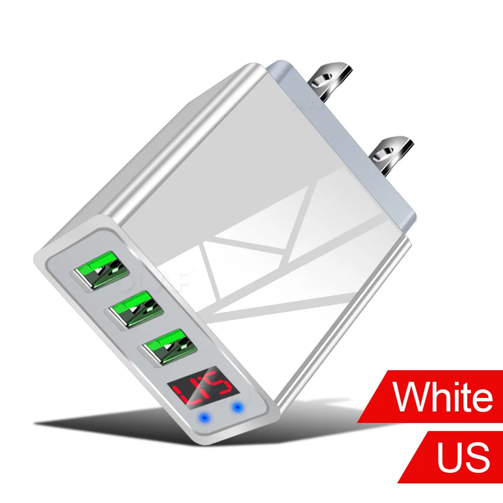 White US version OLAF 3 порта USB зарядное устройство светодиодный дисплей ЕС вилка всего Макс 3.1A быстрая смарт-зарядка зарядное устройство для мобильных устройств для iPhone iPad samsung - Тип штекера: White US version