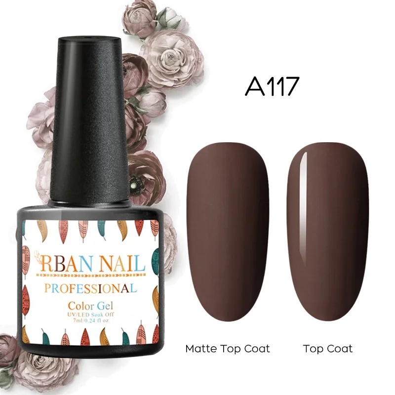 RBAN NAIL 7 мл чистый цвет УФ-гель для ногтей замачиваемый Полупостоянный лак для ногтей гель для ногтей маникюр матовое верхнее покрытие необходимо - Цвет: M30117