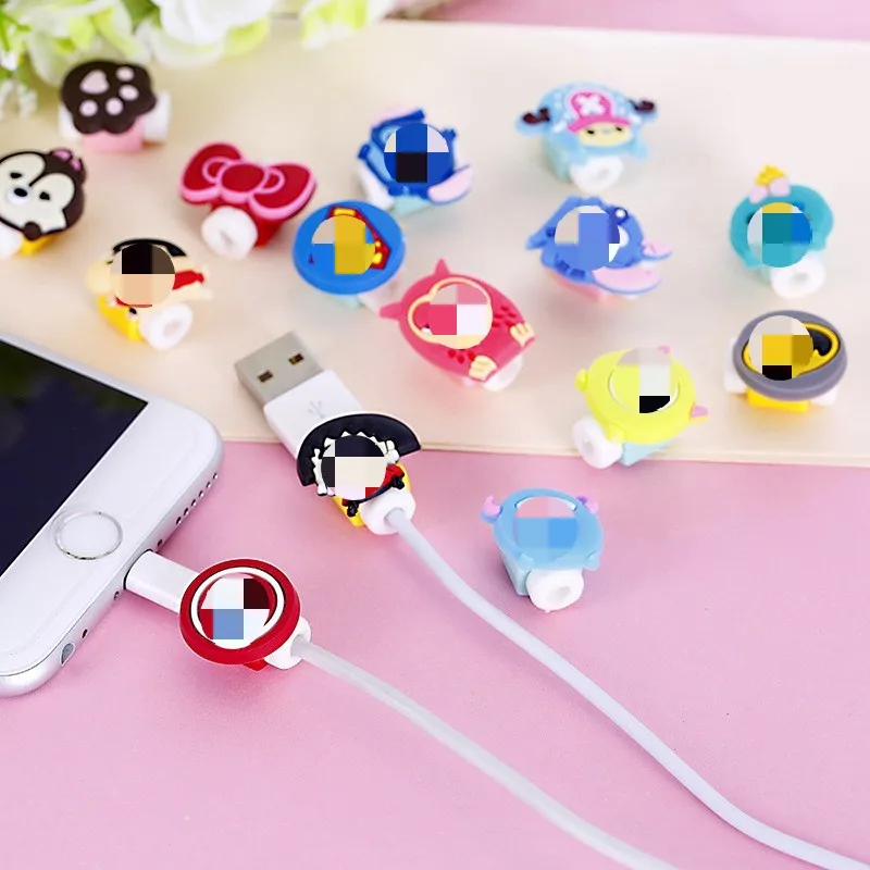 20 шт./лот Милая мультяшная фигурка USB кабель для передачи данных протектор