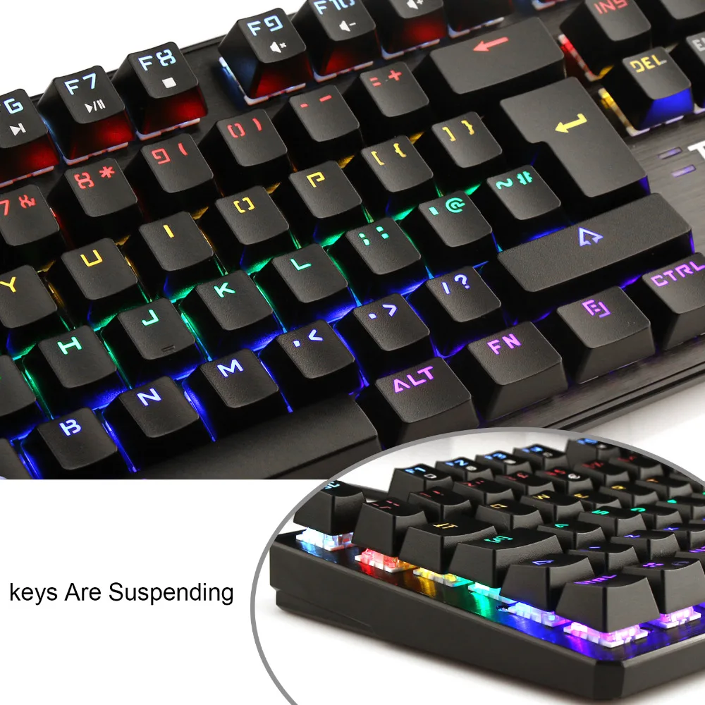 TeckNet Механическая игровая клавиатура 88 клавиш переключатель с радужной подсветкой USB проводной комплект геймера Великобритания раскладка для Windows PC