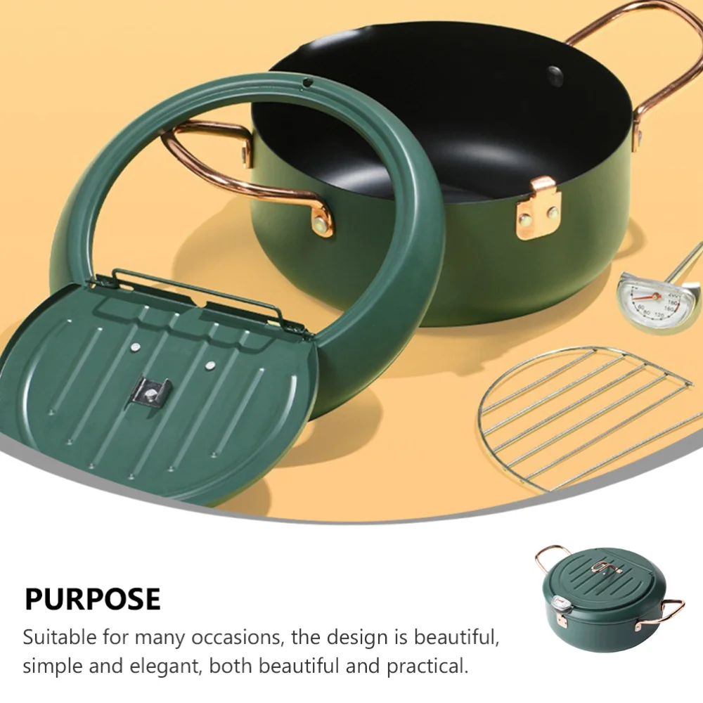 

1 Pc Japanese Style Tempura Fryer Home Mini Non-stick Fryer (Dark Green)