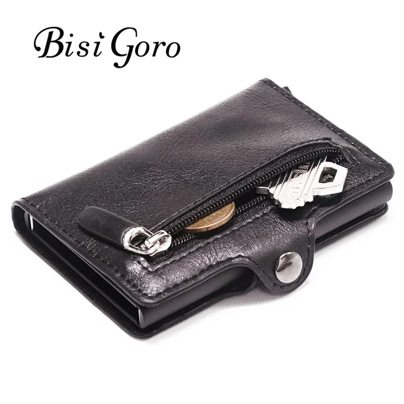 

Bisi Goro Slim Wallet Business Credit Card Holder 2021 Unisex Metal Blocking RFID Wallet ID Card Case Aluminium Coin Purse