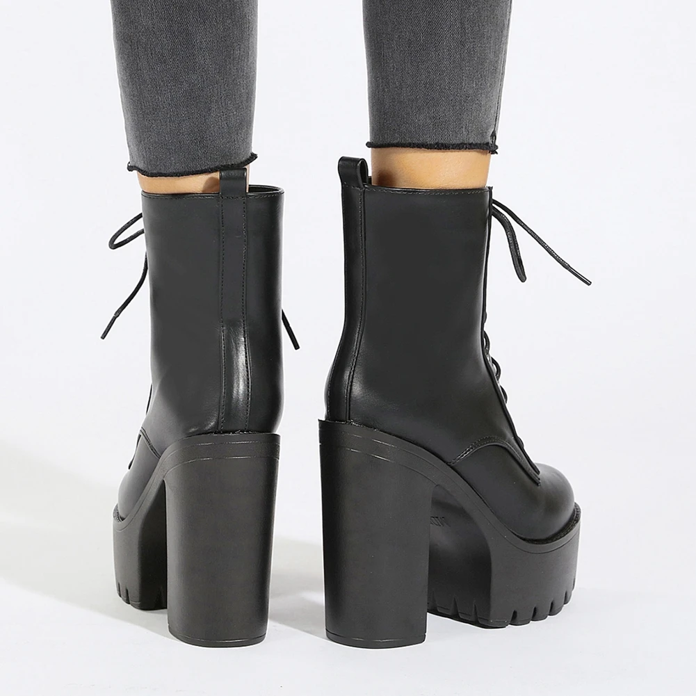 

SARAIRIS Autumn New Ladies 2020 Elegant Party Boots Ankle Boots Women Platform Square High Heels shoelace Shoes Woman