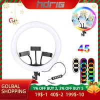 hdrig led ring light for laptop computer desktop youtube ring lamp video conference lighting kit with three phone clips 14 inch