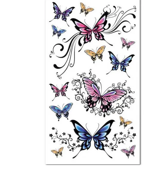 1 шт. акварельная Сексуальная Бабочка цветок временная татуировка стикер кружева