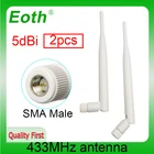 EOTH 2 шт. 433 МГц Антенна 5dbi sma гнездовая lora антенна pbx iot модуль lorawan сигнальный приемник антенна с высоким коэффициентом усиления