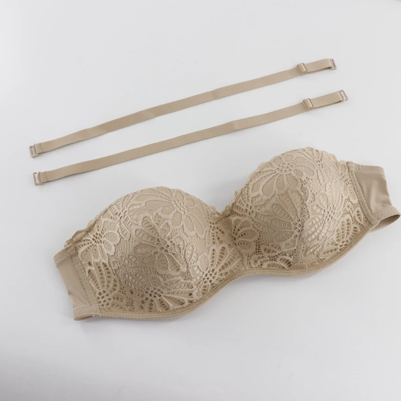 Beauwear Demi силиконовая чашка с полоской против скольжения цветочное кружевное сексуальное нижнее белье Топ Европейский размер 40B 40C 42B 42C 44B 44C 46B 46C - Цвет: Nude