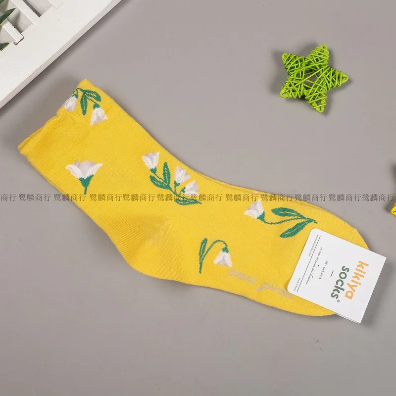 

Cartoon Woman Sock Flower Socks for Women Solid Casual Floral Crew Sox Couples Cotton Fashion Trend Sweet Spring Summer Sokken