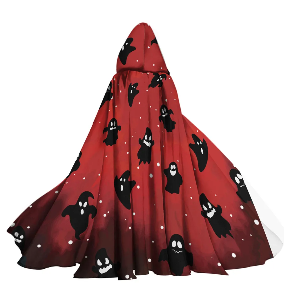 

Red Hooded Cloak for Adult Womens and Mens Funny Ghost Design Full Length Cosplay Costumn Witch Party Props Dropshipping 2021