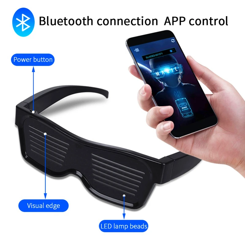 Горячие Led Bluetooth Волшебные Вечерние очки приложение управления щит светящиеся USB