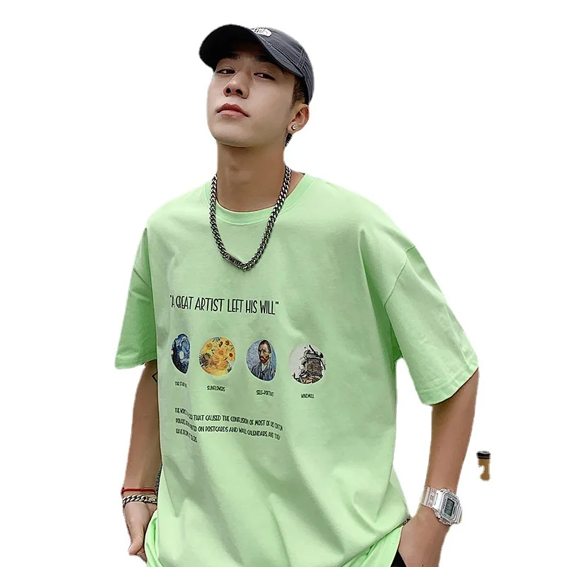 

Summer 2021 new American print T-shirt short sleeve male letter T-shirt loose Japanese students top