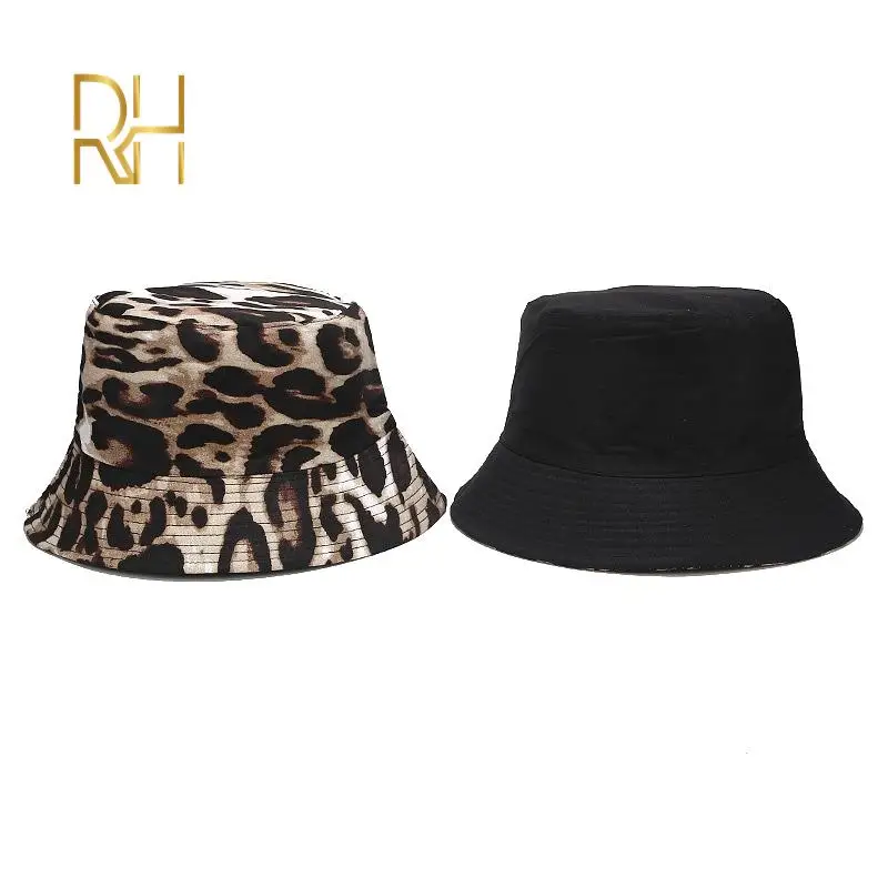 Панама женская хлопковая с леопардовым принтом двусторонняя в