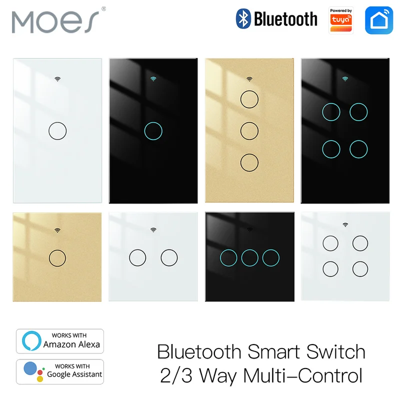 

Bluetooth Smart Light Switch 2/3 Way Muilti-Control Association Bluetooth Sigmesh Tuya Smart Life APP Alexa Google 1/2/3/4 Gang