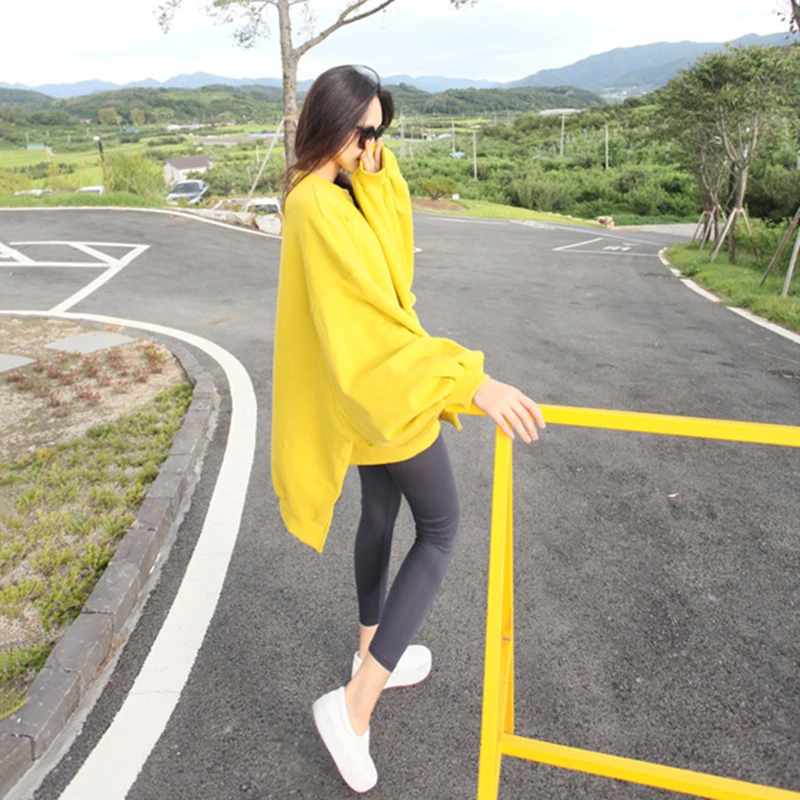 

SISPELL Lantern Long Sleeve Women's Sweatshirt O Neck Loose Asymmetrical Hem Loose For Femal Casual Sweatshirt 2020 Fashion New