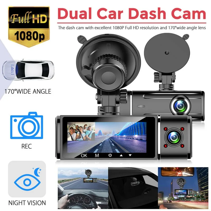 

3.5 Inch Dash Cam Car DVR Video Recorder HD 1080P Cycle Recording Night Vision Wide Angle Driving Recorder Dashcam Video