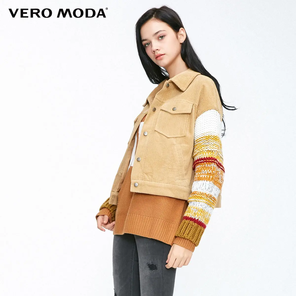Vero Moda женский уличный стиль Вельветовая вязаная куртка с рукавами | 319117501