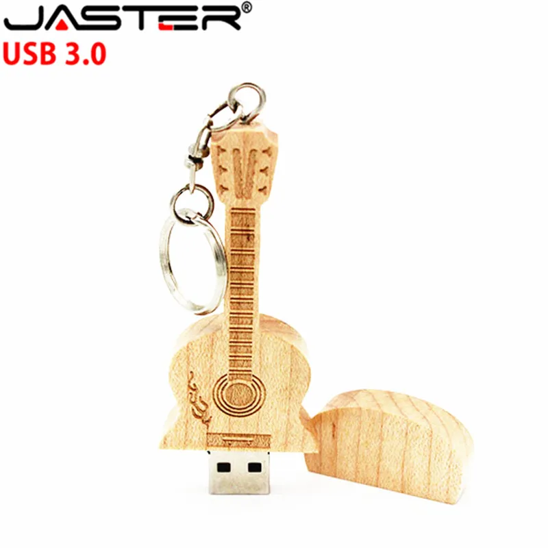 JASTER USB 3.0 деревянная гитара usb с металлической брелоком флеш накопитель pendrive 8ГБ 16ГБ 32ГБ 64ГБ с логотипом клиента свадебный подарок.