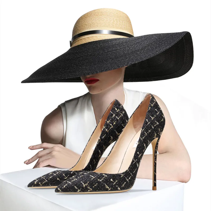 

Genuine Leather Women Elegant Pumps Fashion Knitting OL Formal Shoes Women Winter Pointed Toe Party Stilettos Daily Casual Shoes