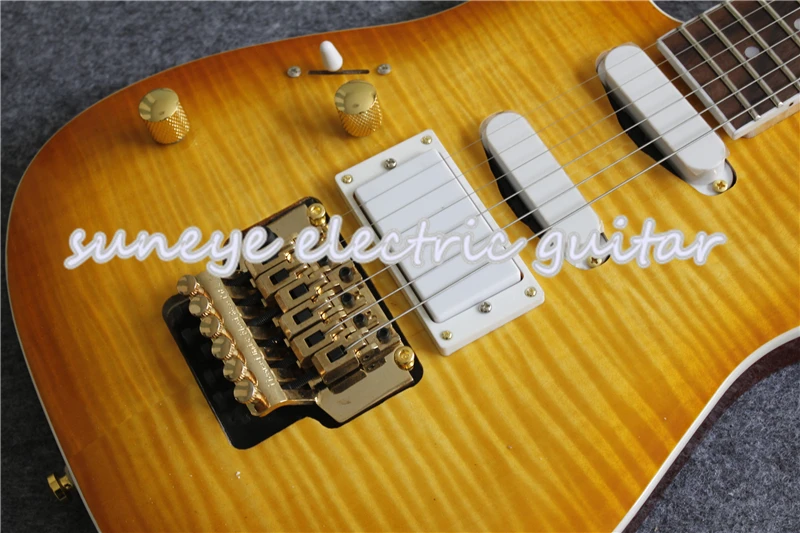 Custom Shop левша на заказ гитара электрическая тигр зерна отделка золото