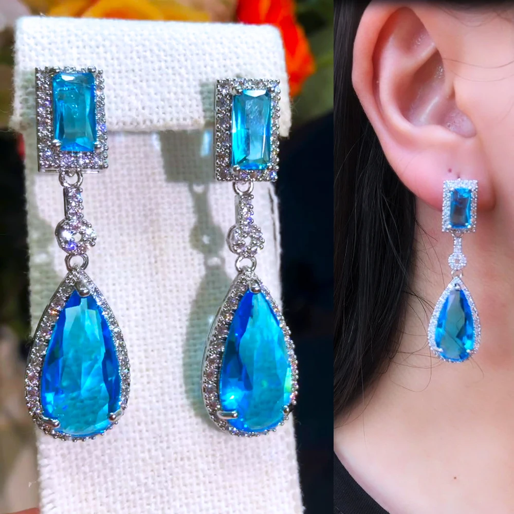 

missvikki Lucky Bright Crystal CZ Dangle Earrings For Women Girl Daily Fashion Gift Bridal Wedding Earrings Trendy CZJewelry