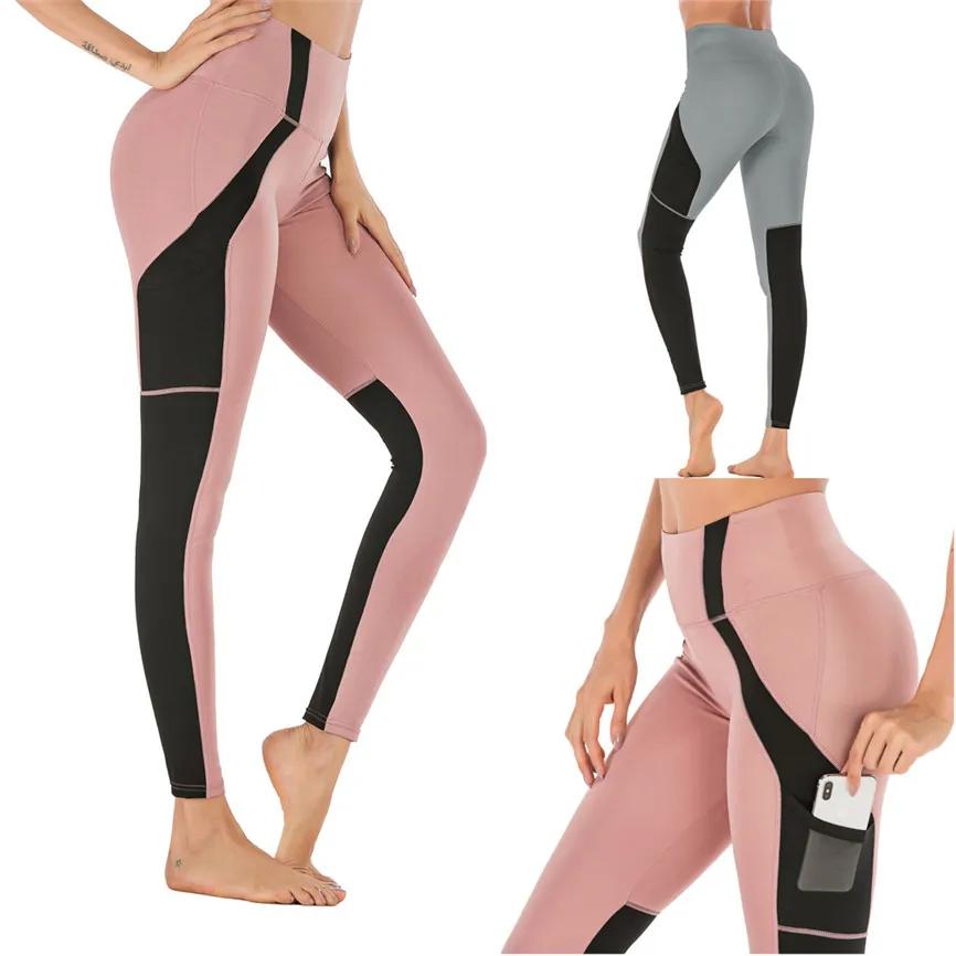 Спортивные Леггинсы для фитнеса женские спортивные штаны с карманами мобильного