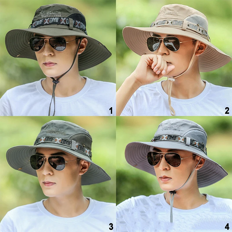 

New Summer Man Women Wide Breathable Mesh Fishing Cap Beach Hats Sun Men's Outdoors UV Protection Shade Hat