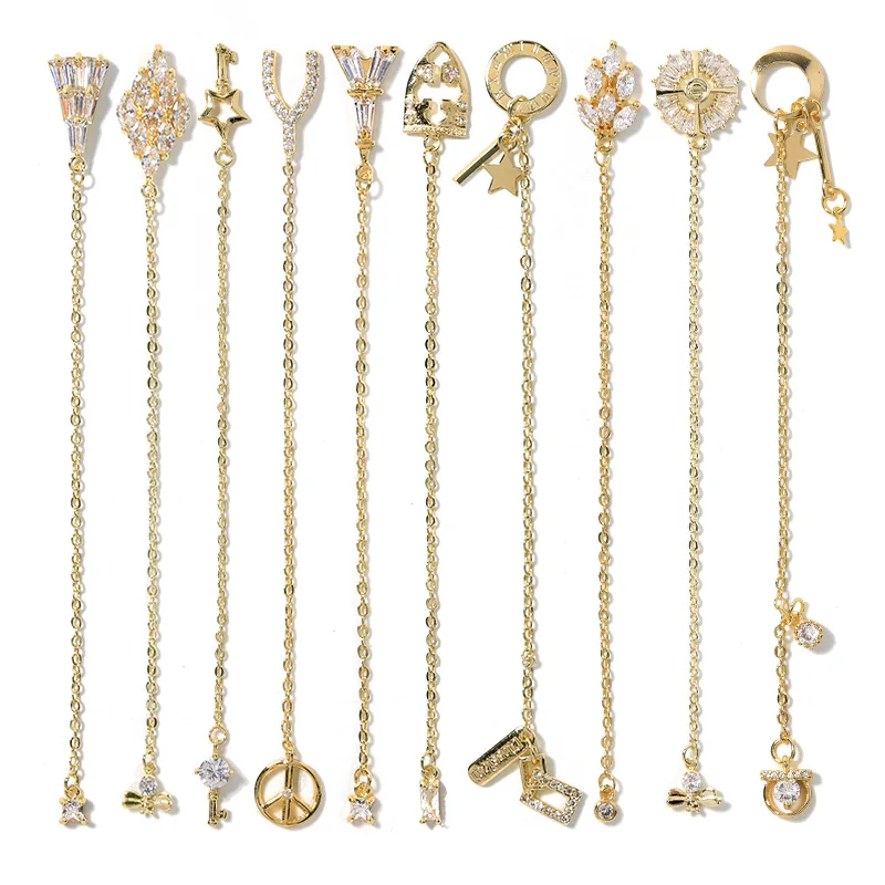 Подвеска на цепочке с кристаллами в форме капли воды 2 шт. украшения для ногтей 13