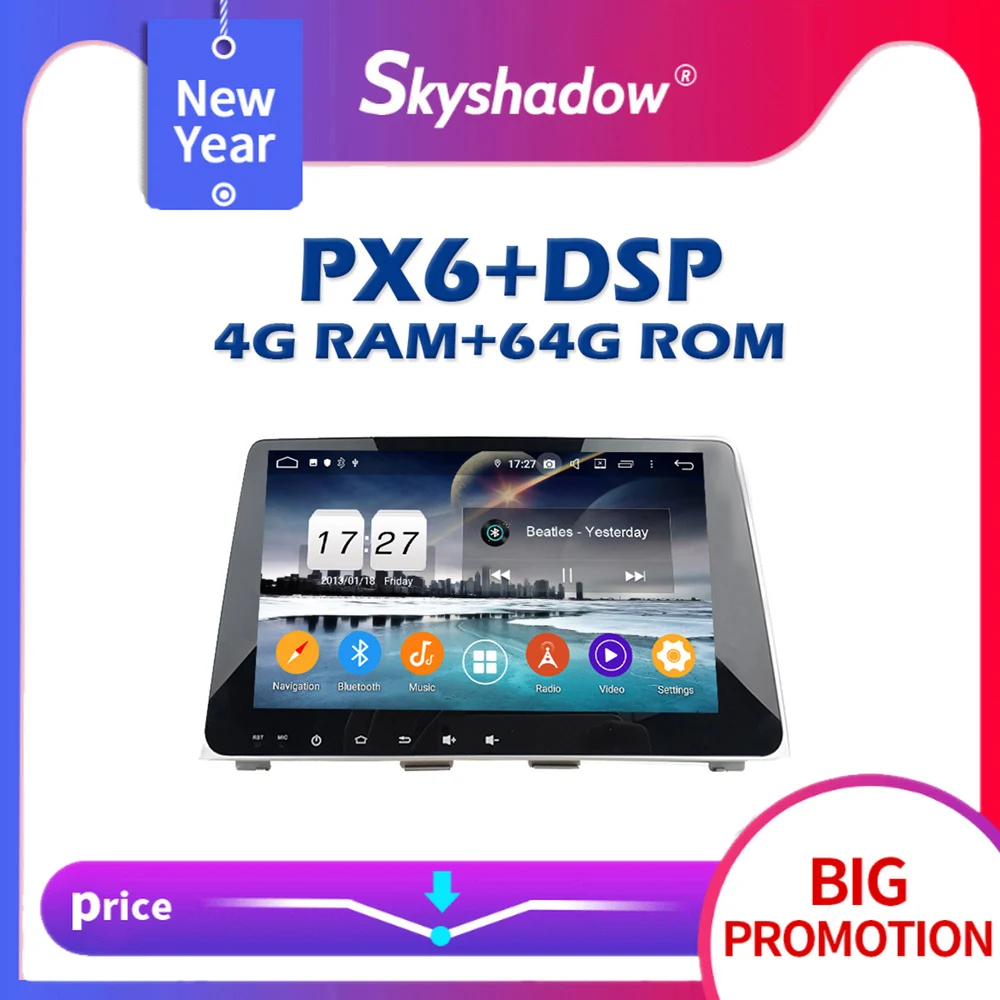 720P PX6 Car DVD Player DSP IPS Android 11.0 4G + 64GB ROM GPS google Map RDS Radio Wifi Bluetooth For Hyundai SONATA 2018 2019 |