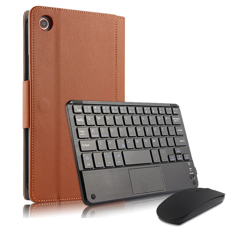 coffee Беспроводная Bluetooth mi Pad 4 тачпад Клавиатура тонкая мышь набор с кожаным протектором трекпад для клавиатуры Мышь Набор для Xiaomi Pad 4 - Цвет: coffee