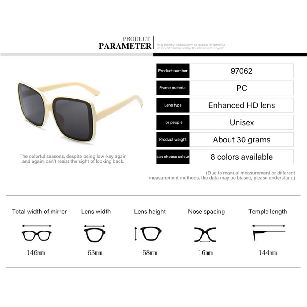 

WOENFEL Vintage Sunglasses Women Men Classic Contrast Square Frame Sun Glasses Fashion Designer Luxury Brand Travel Eyewear