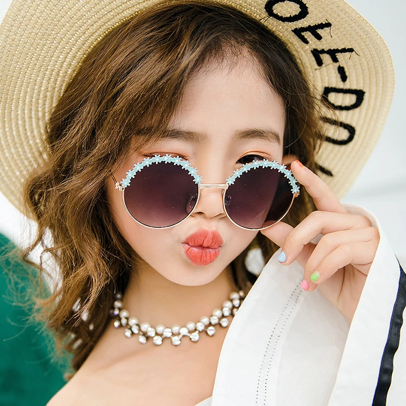 

Fashion Kids Sunglasses Polarized metal Frame Sun Glasses Girls Boys Flower Children's Mirror Baby Eyeglasses UV400 Summer Beach