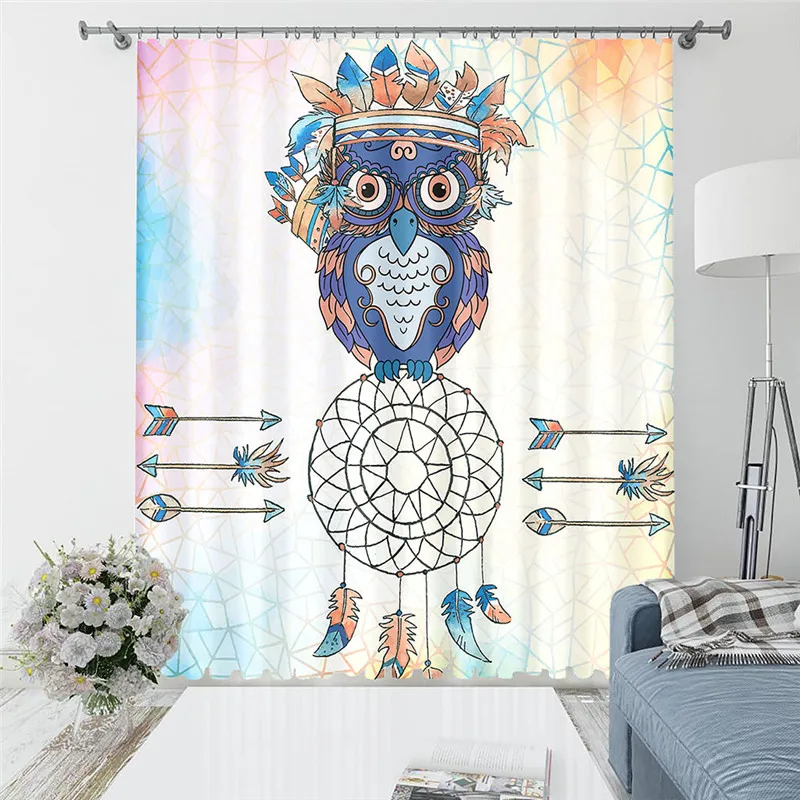 Затемняющие детские шторы с рисунком Совы и пары комплект для занавесок подходят