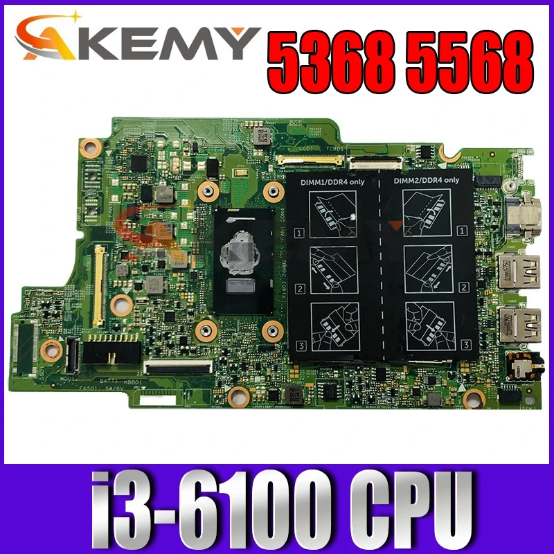 

CN-0JV40X 0JV40X для Dell INSPIRON 5368 5568 материнская плата для ноутбука SR2EU Intel i3-6100 CPU QAL70 15296-1 протестированная материнская плата ОК