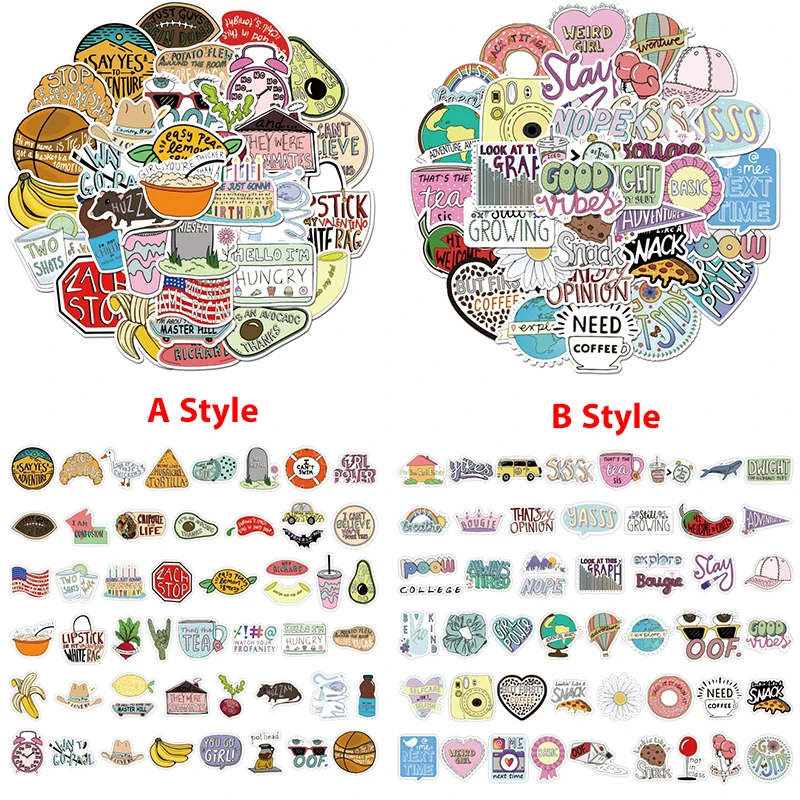 

50Pcs/Lot Hotsale Creative phrases Stickers Waterproof No-duplicate Sticker Laptop Skateboard Motor Decal Dropshipping