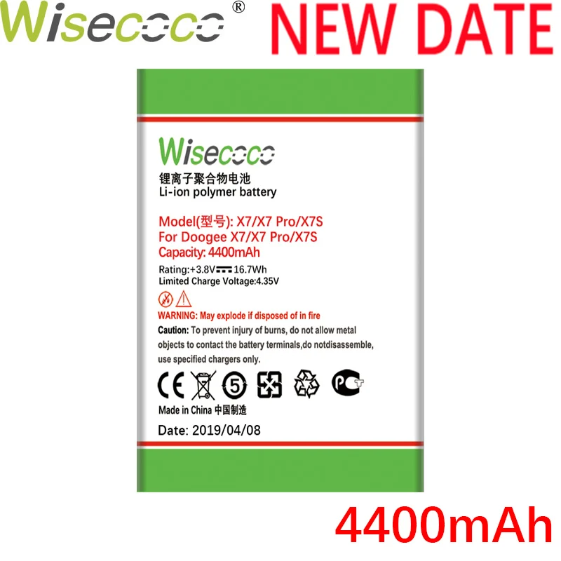 Wisecoco X7 4400 мАч мощный аккумулятор Для DOOGEE X7 X 7 Pro X7S Замена аккумулятора телефона+ номер отслеживания